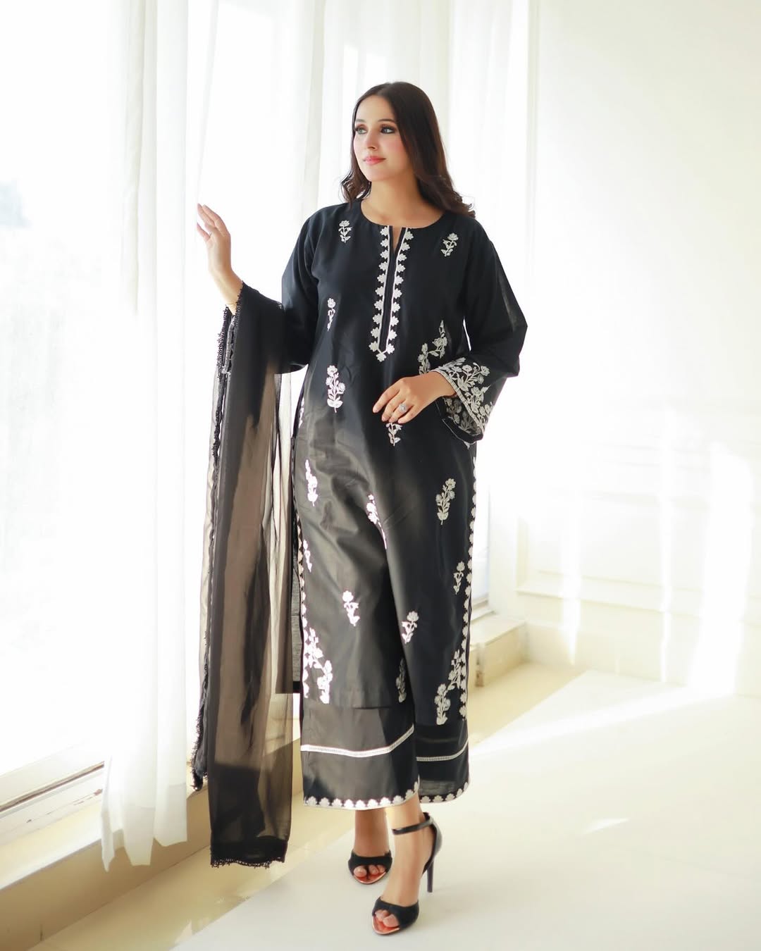 Bold Black Embroidered3pc