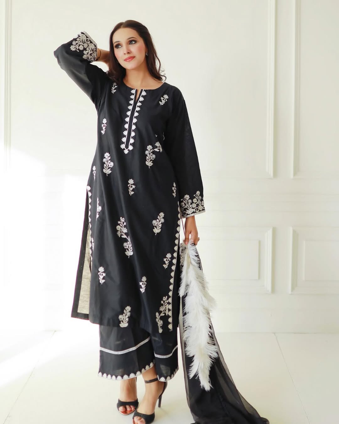 Bold Black Embroidered3pc