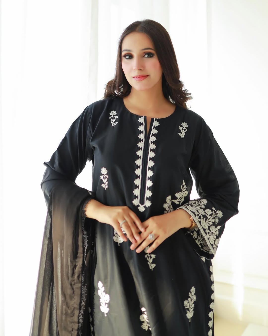 Bold Black Embroidered3pc