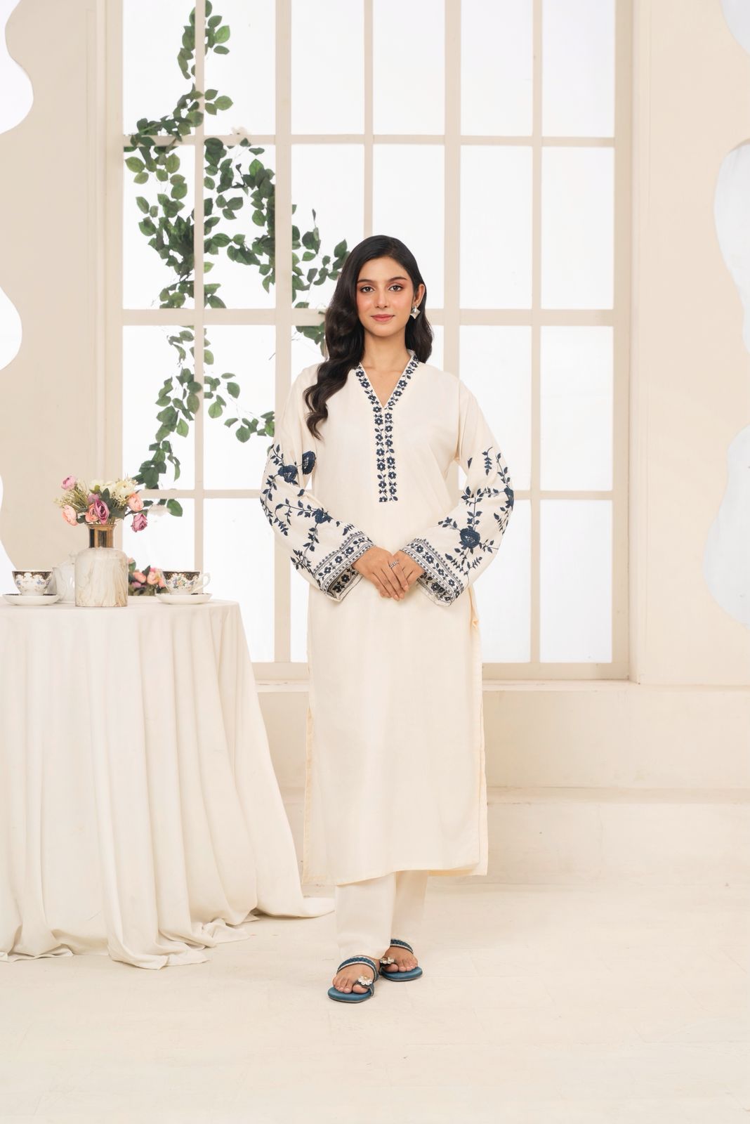 White Embroidered 3PC