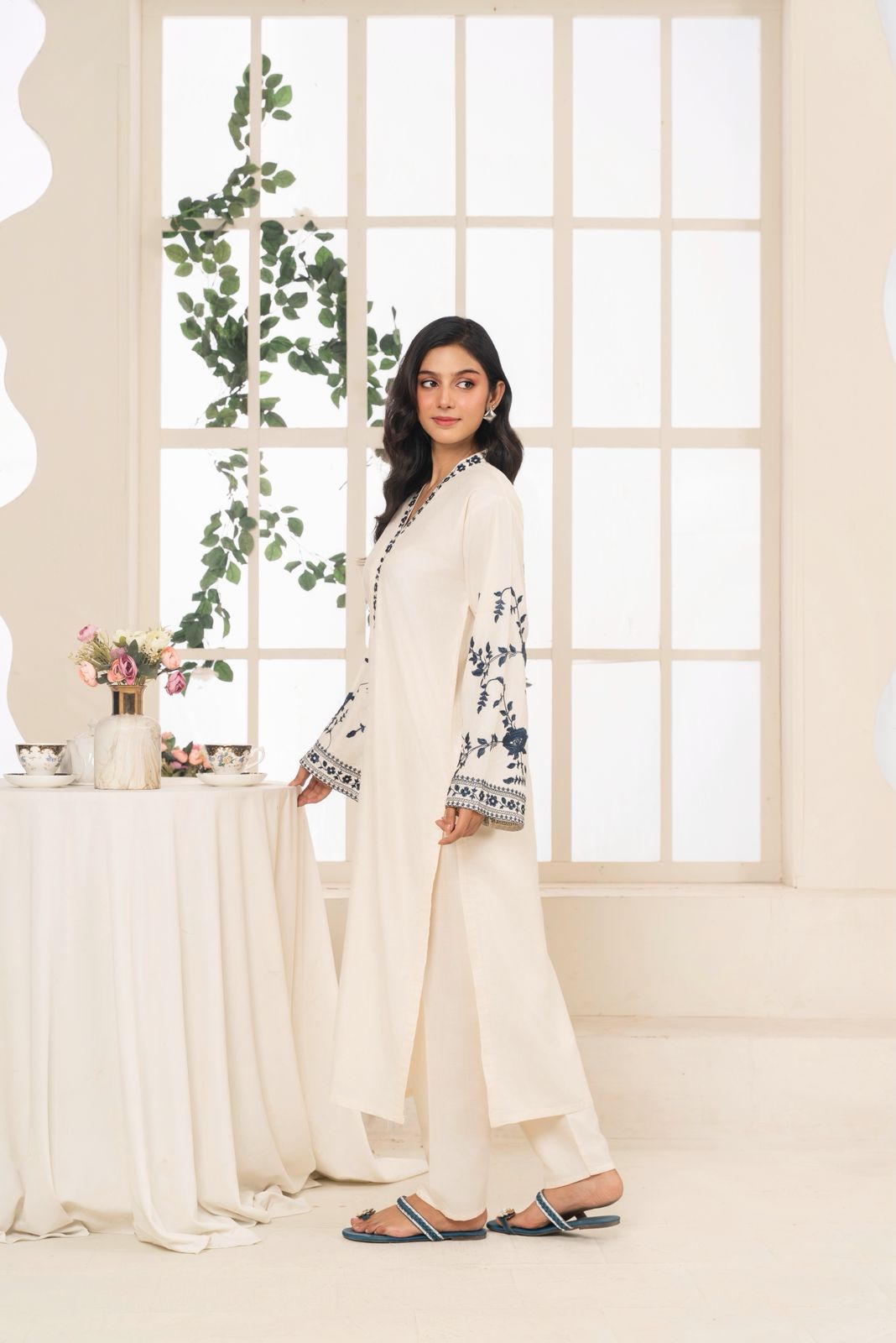 White Embroidered 3PC