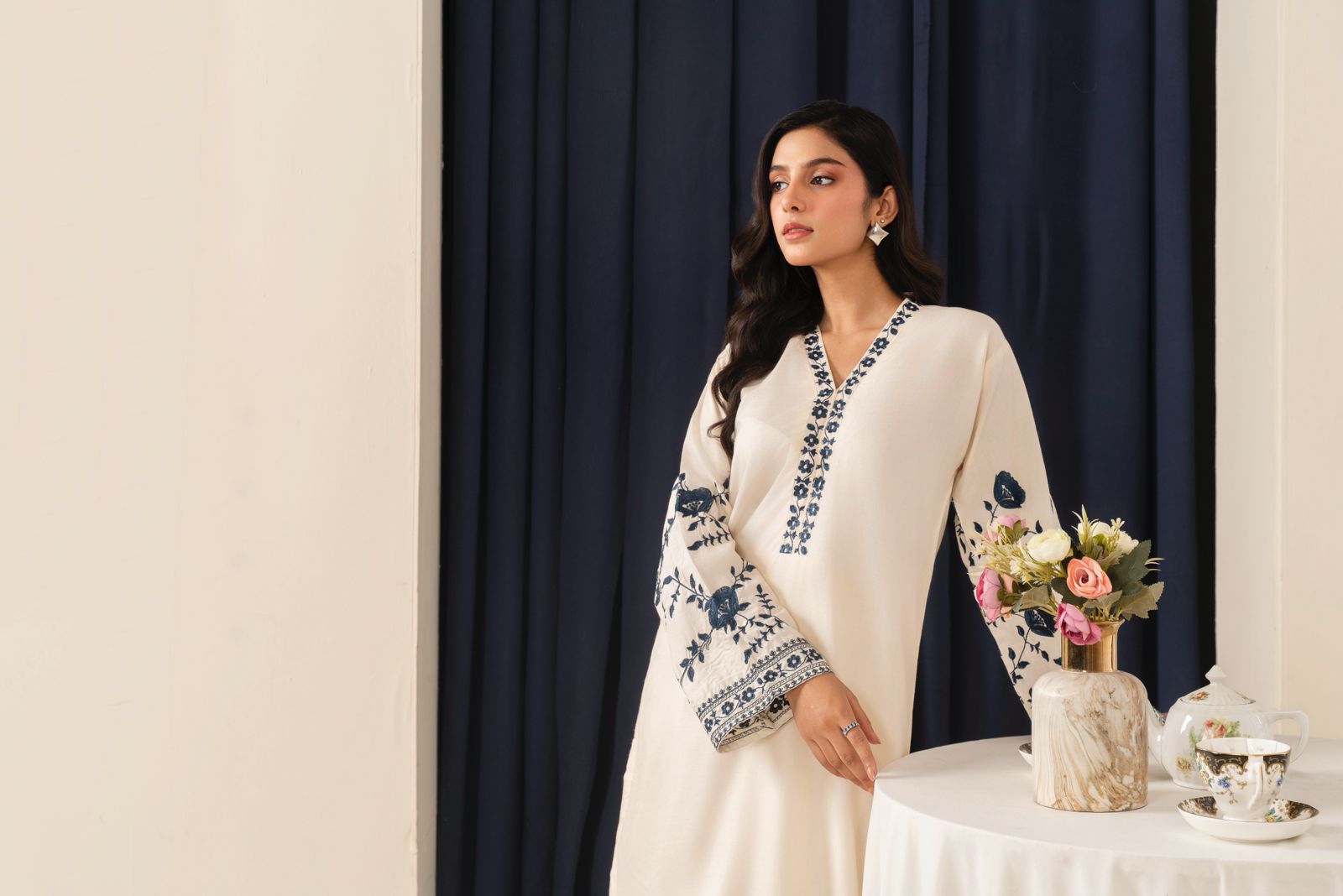 White Embroidered 3PC