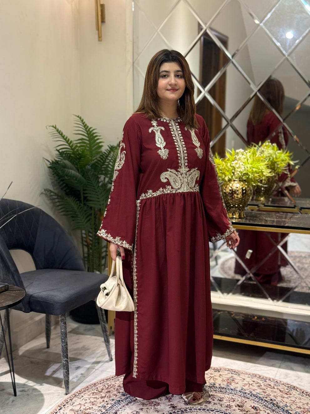 Alisha Maroon Embroidered 2pc