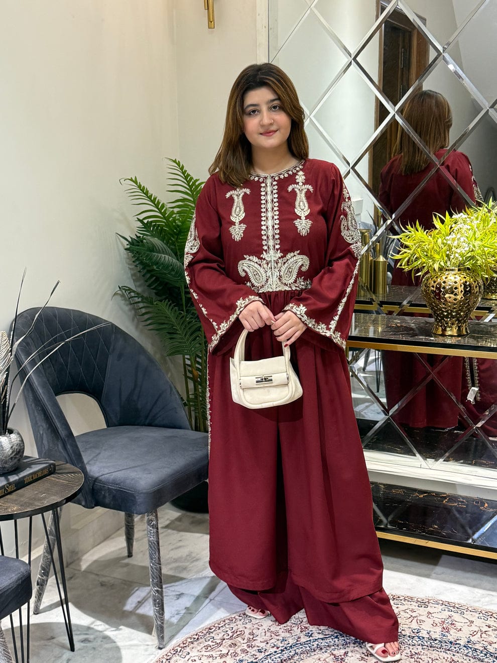 Alisha Maroon Embroidered 2pc